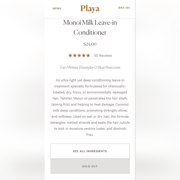 Playa Beauty: Monoi Milk Leave-In Conditioner | BRAND NEW! HOST PICK!! - Picture 5 of 7